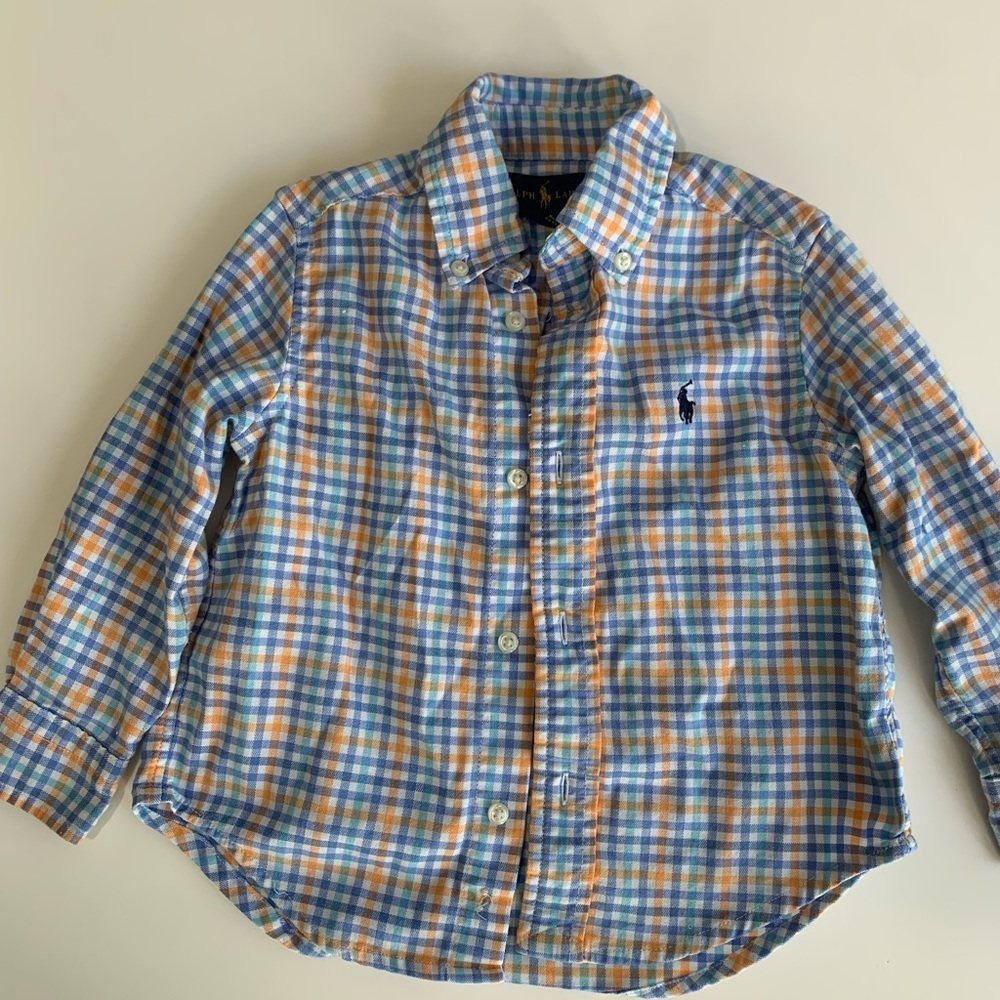 Ralph Lauren Blue and Orange Button Down Shirt